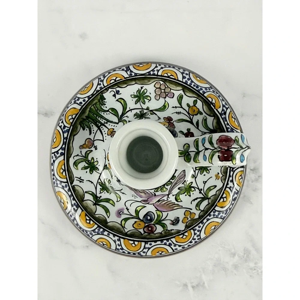 VTG Ceramica Conimbriga Hand Painted Quimper Candle Holder 3
